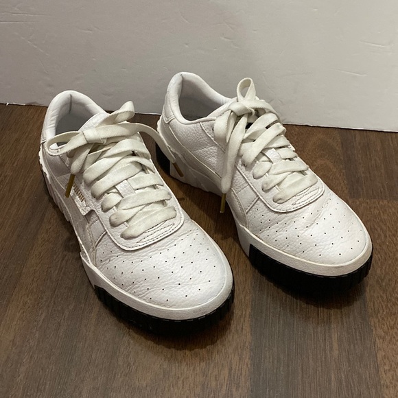 Puma Cali White Black Platform Sneakers Size 7 - Picture 2 of 15